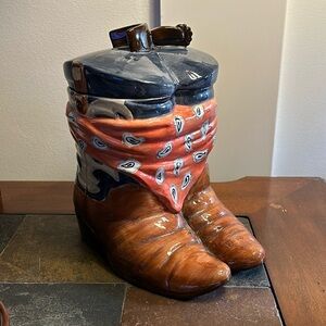 Dolomite COWBOY western BOOTS COOKIE JAR